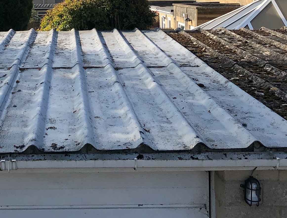 Picture of a garage with an asbestos roof